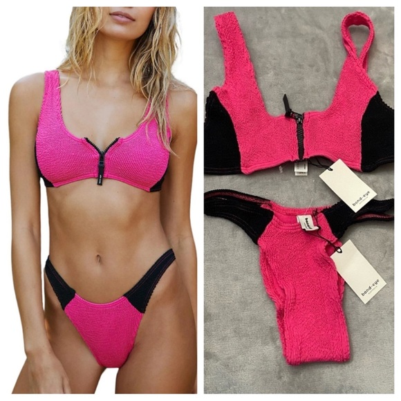 New! SET Bond-eye splice scout bikini pink black top bottom nwt 4682 - Picture 1 of 12